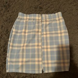 white and light blue zip in the front skirt !